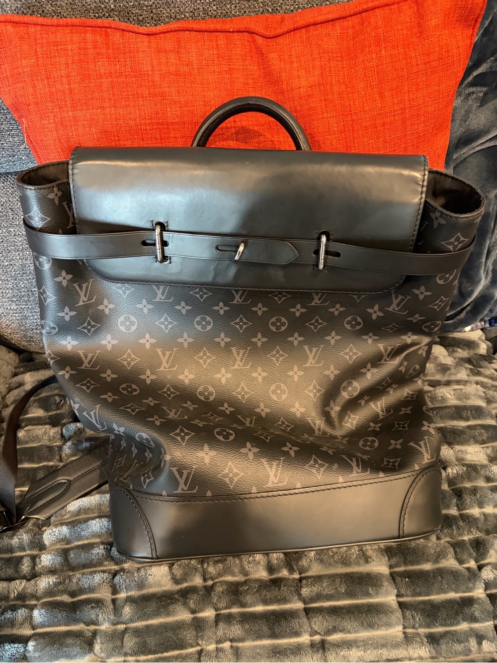 Louis Vuitton Monogram Eclipse Steamer Backpack M44052 Black Gray
